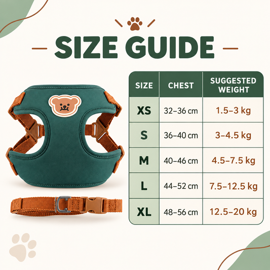 🐾 Cute Bear Adjustable Pet Harness & Leash Set