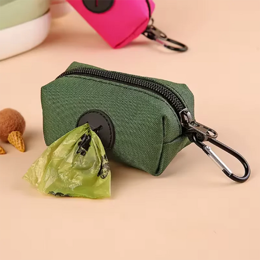 🐾 Canvas Dog Waste Bag Holder with Carabiner Clip