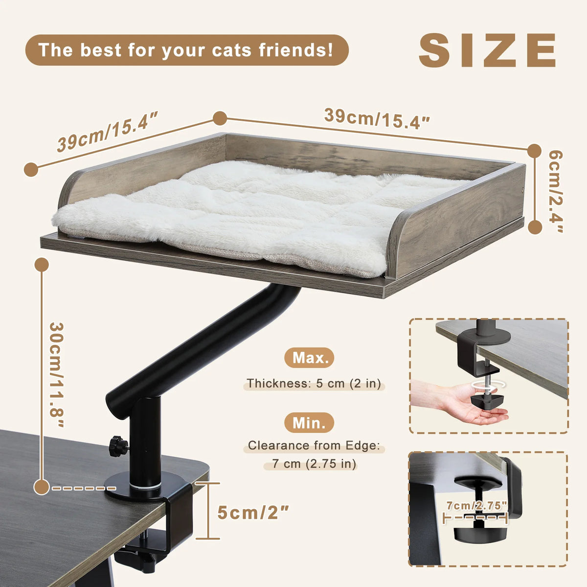 š± 360° Rotatable Cat Desk Bed with Adjustable Hammock Basket ā Soft Indoor Cat Bed