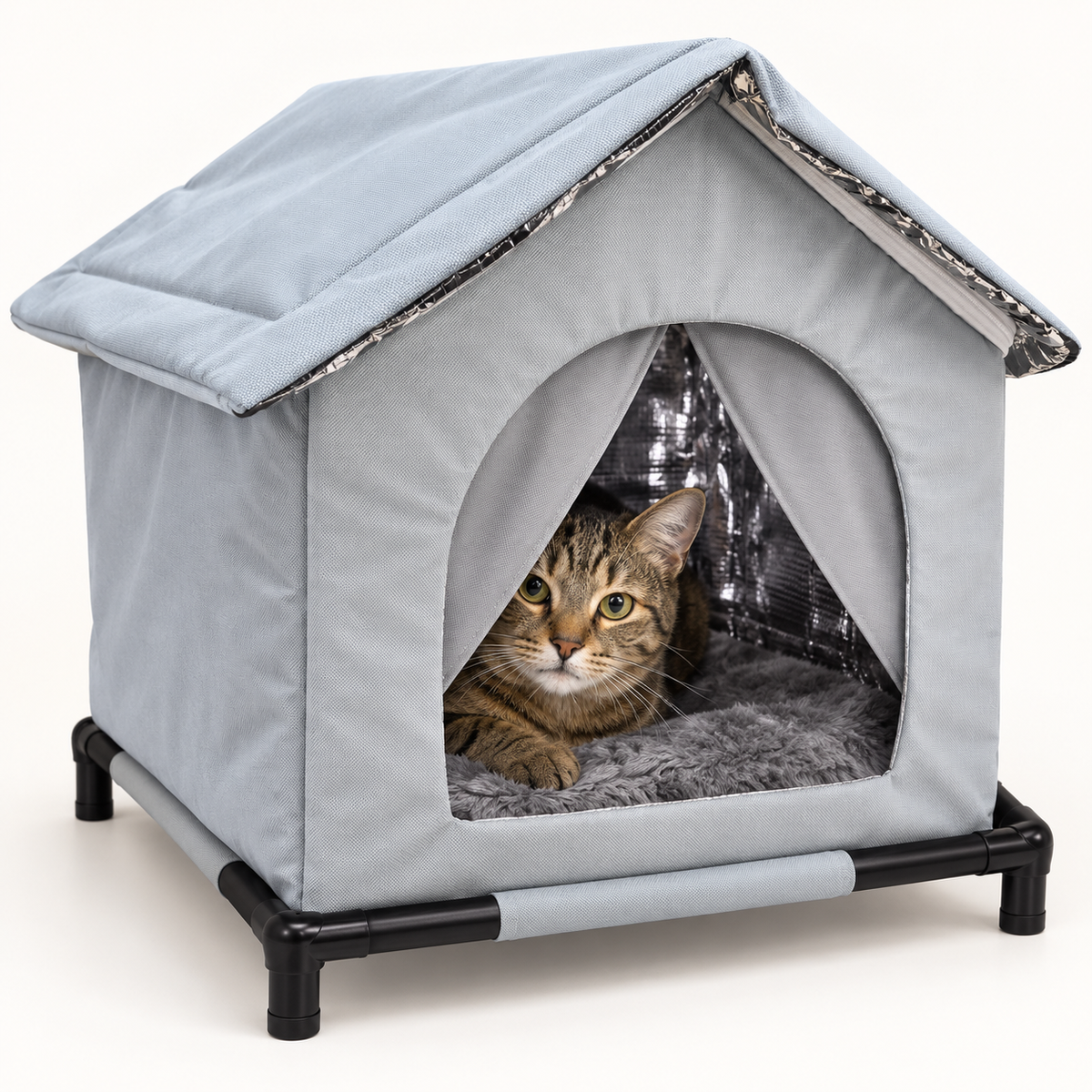 🏠Waterproof Foldable Outdoor Cat House with Mat for Cats & Small Dogs