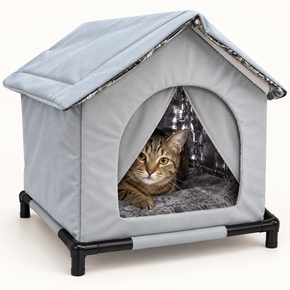 🏠Waterproof Foldable Outdoor Cat House with Mat for Cats & Small Dogs