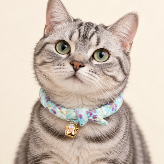 🐱 Japanese Sakura Cat Collar with Bell for Kittens & Small Dogs