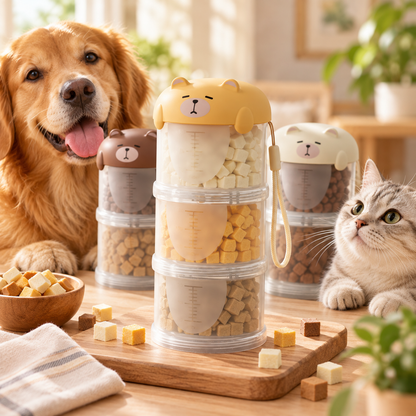 🐾 Portable Multi-Layer Pet Food & Treat Storage Container