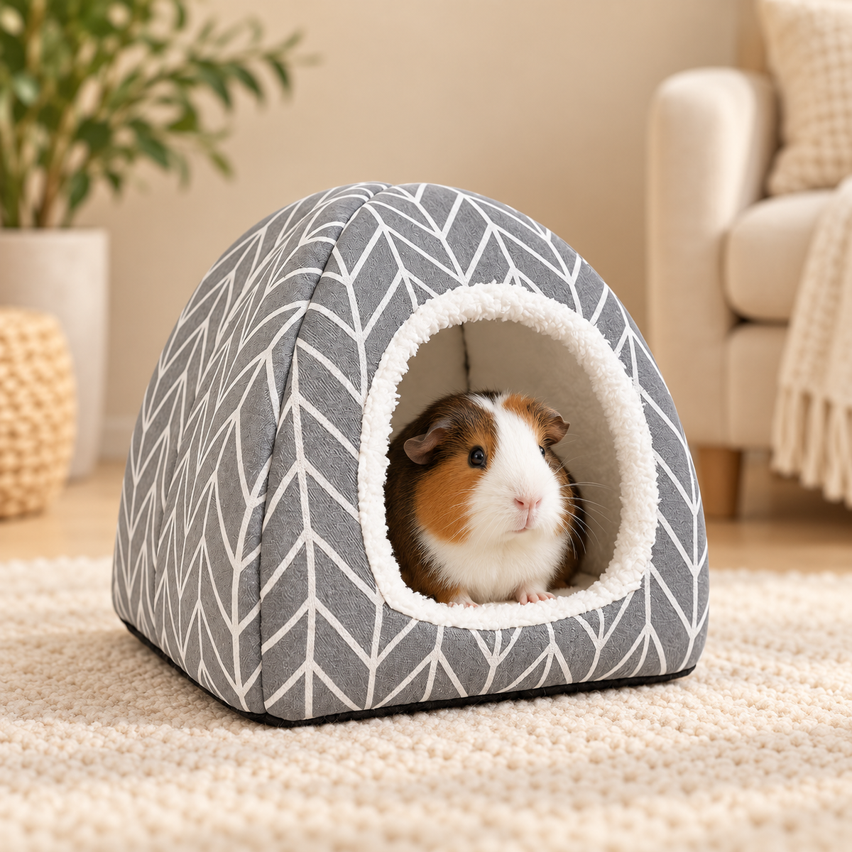 🐹 Guinea Pig & Hamster Hideout Bed Cave for Chinchillas, Hedgehogs & Rabbits