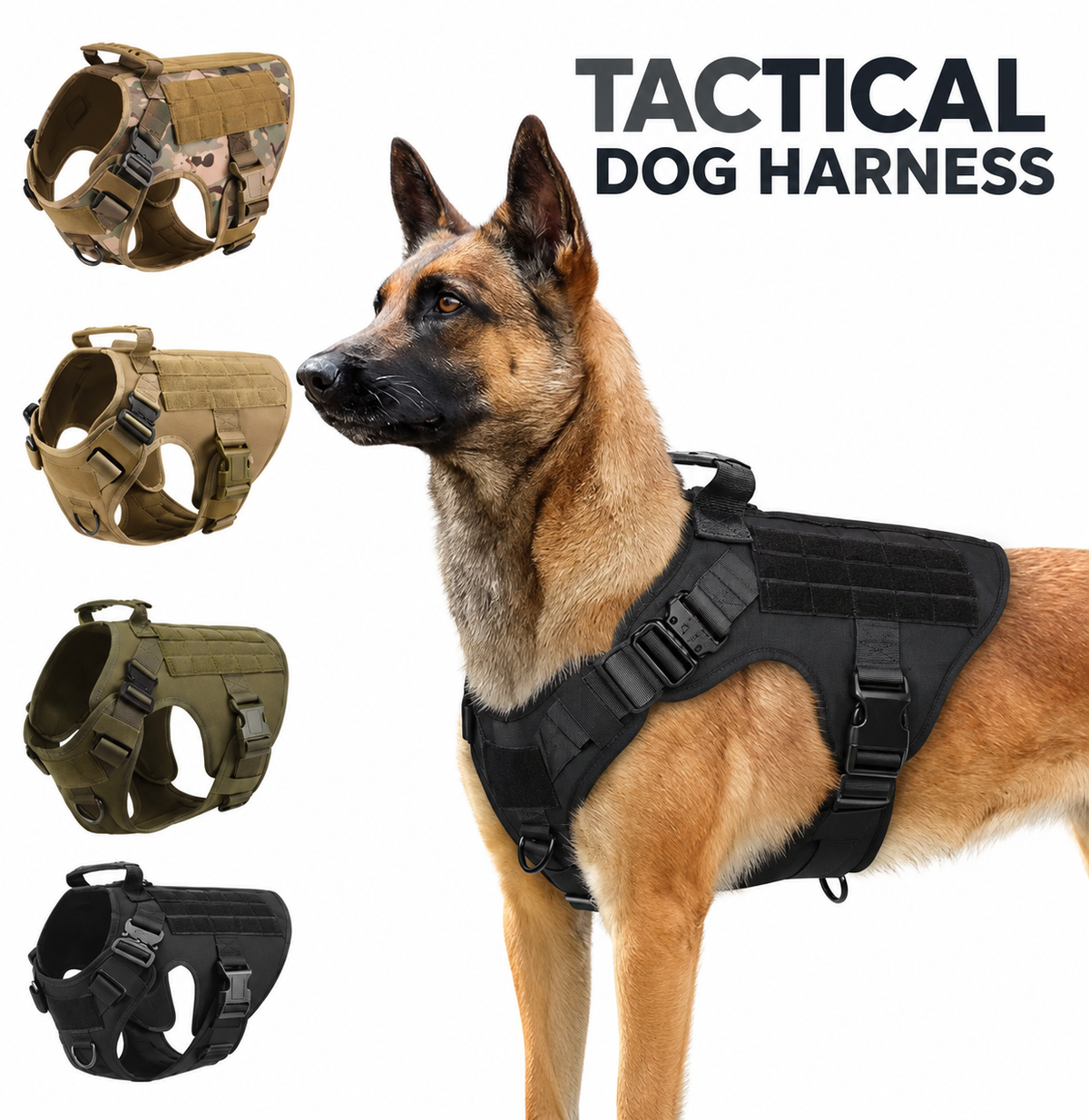 🐾 Military Tactical Dog Harness for Medium & Large Dogs