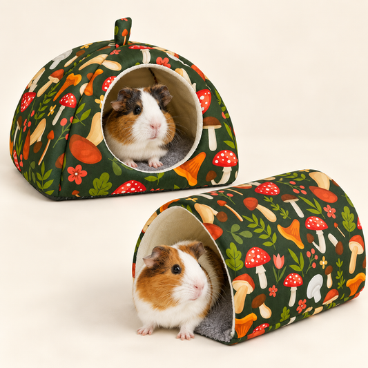🐹 Washable Guinea Pig Hideout & Tunnel Set – 2 Pack for Guinea Pigs & Rabbits