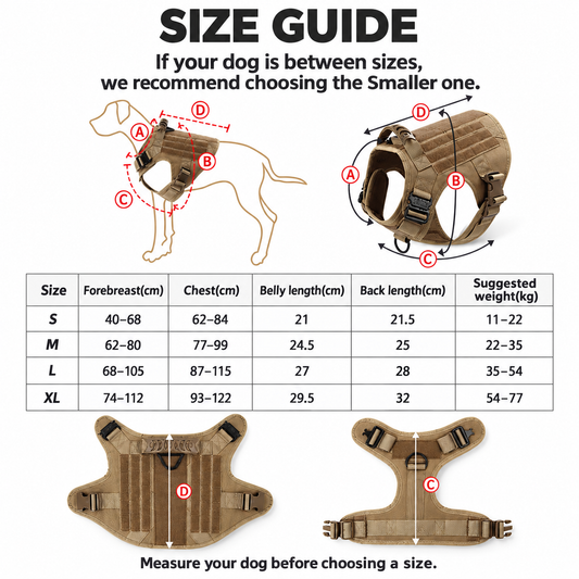 🐾 Military Tactical Dog Harness for Medium & Large Dogs