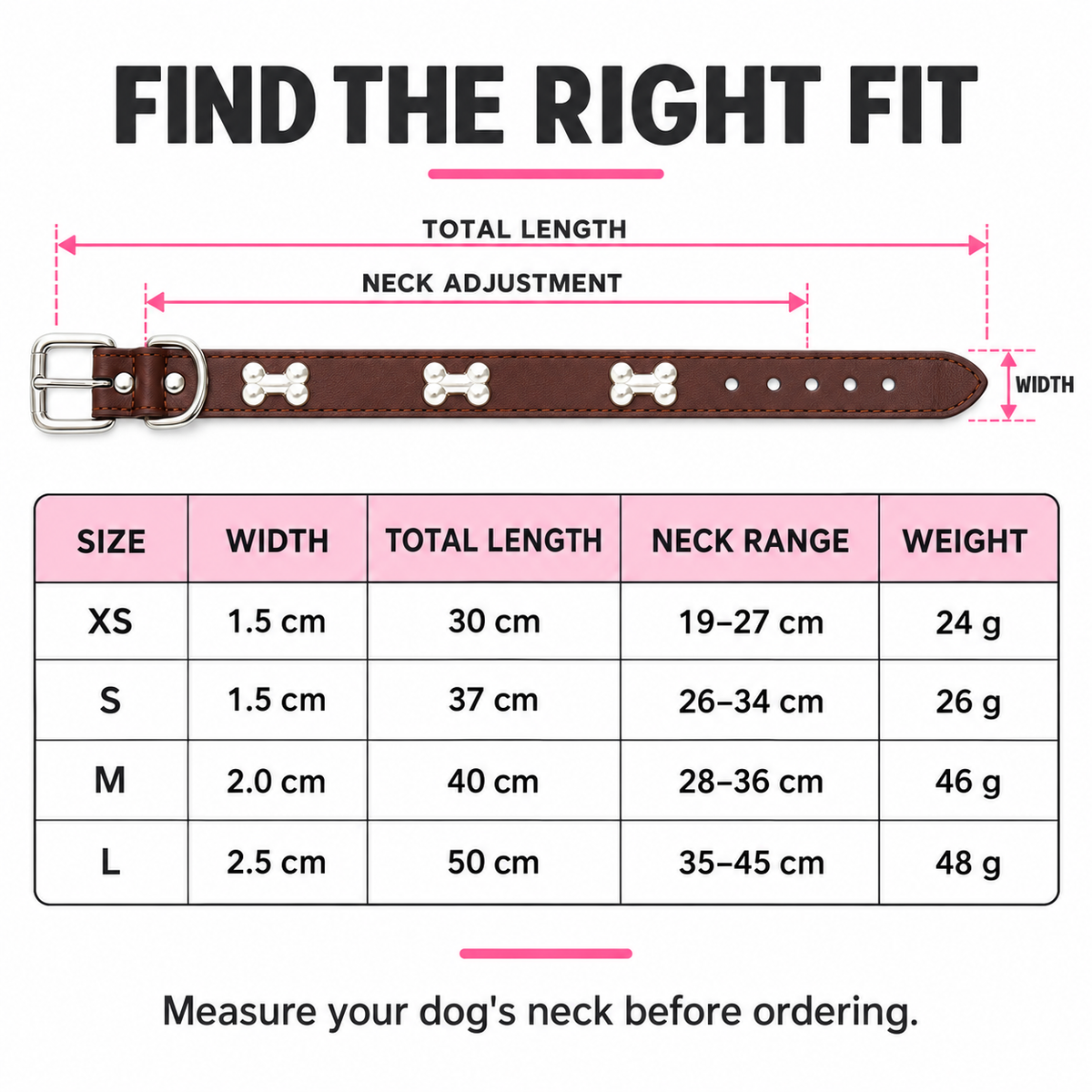 🐾 Durable Bone-Design Leather Pet Collar for Small & Large Dogs