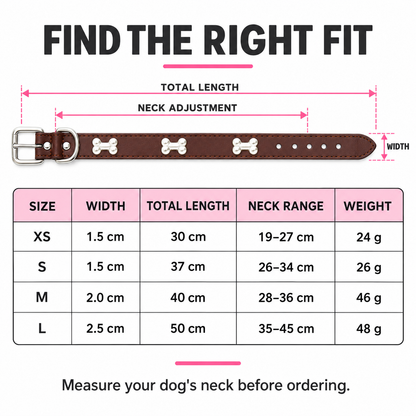 🐾 Durable Bone-Design Leather Pet Collar for Small & Large Dogs