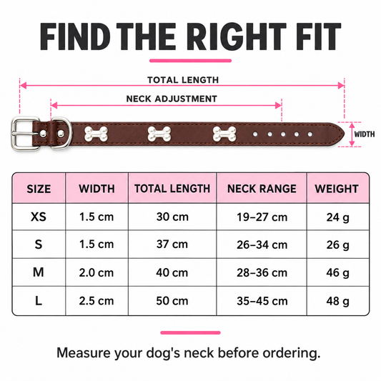 🐾 Durable Bone-Design Leather Pet Collar for Small & Large Dogs