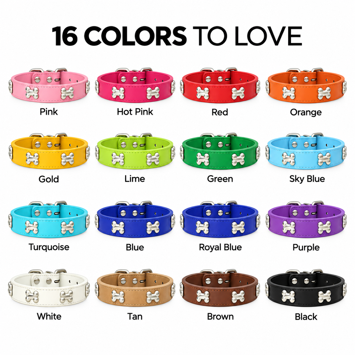 🐾 Durable Bone-Design Leather Pet Collar for Small & Large Dogs
