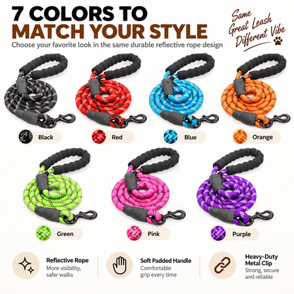 🐾 Reflective Heavy-Duty Dog Leash with Padded Handle for Strong Dogs
