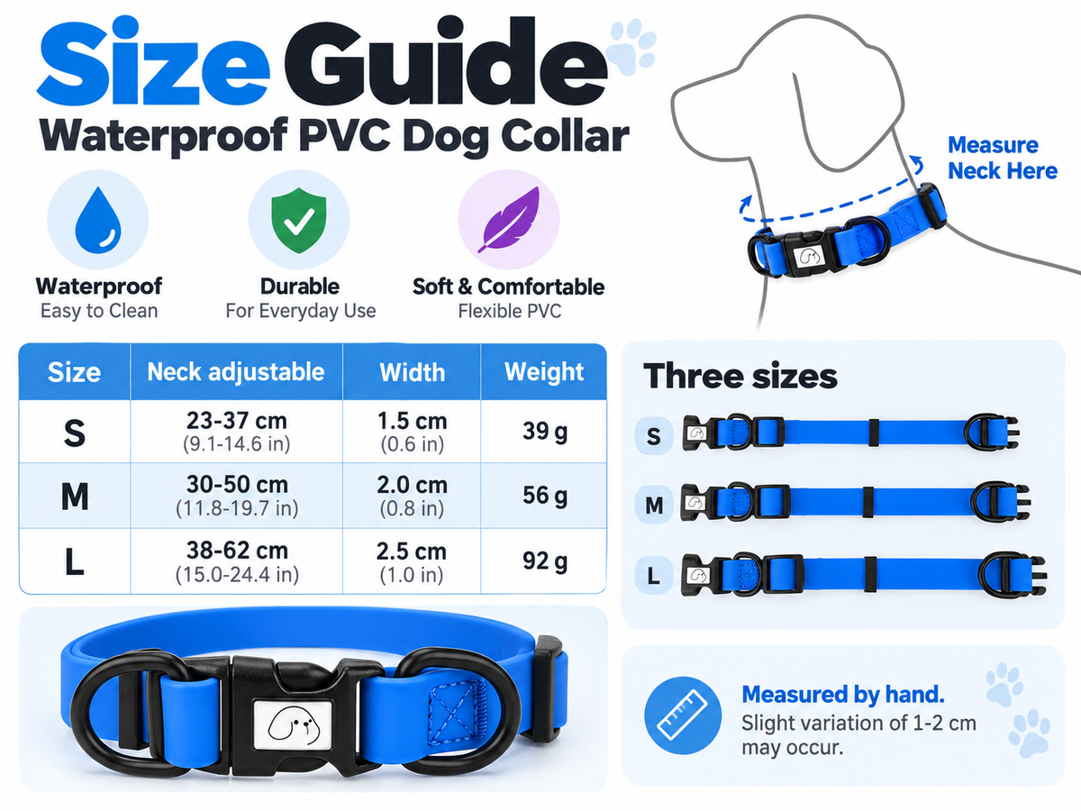 🐾Piang Gouer ソフト防水PVC犬用首輪 小型犬・中型犬・大型犬対応 (サイズ調整可能)