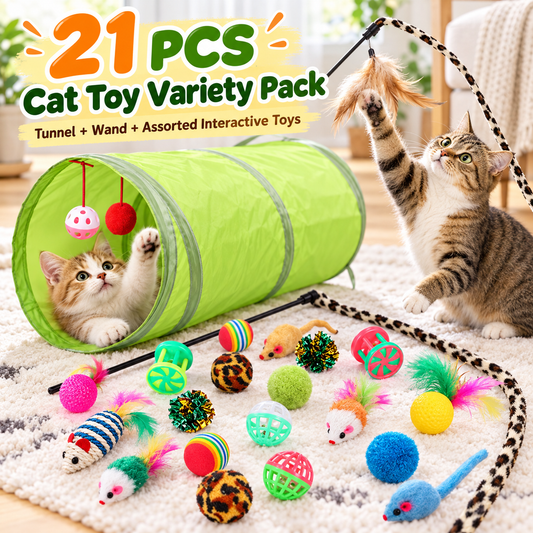 🐱 Kitten Toys Variety Pack with Cat Wand, Sisal Mouse, Bell & Ball