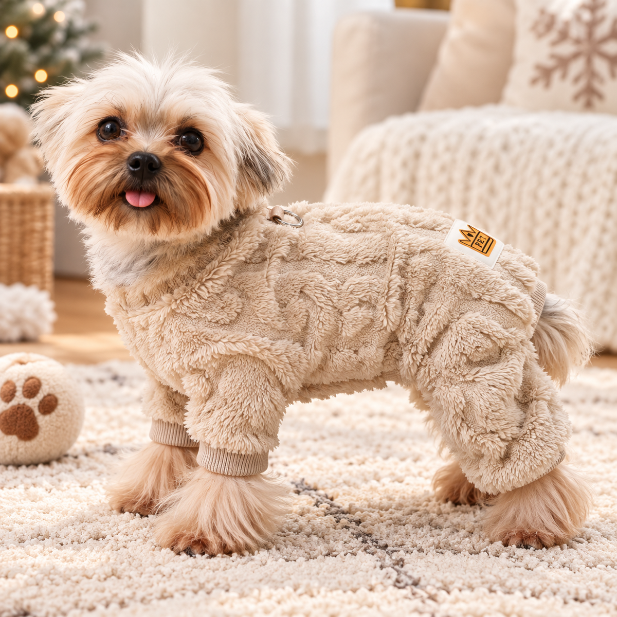 🧵 Warm Flannel Fleece Dog Jumpsuit with D-Ring for Small & Medium Dogs
