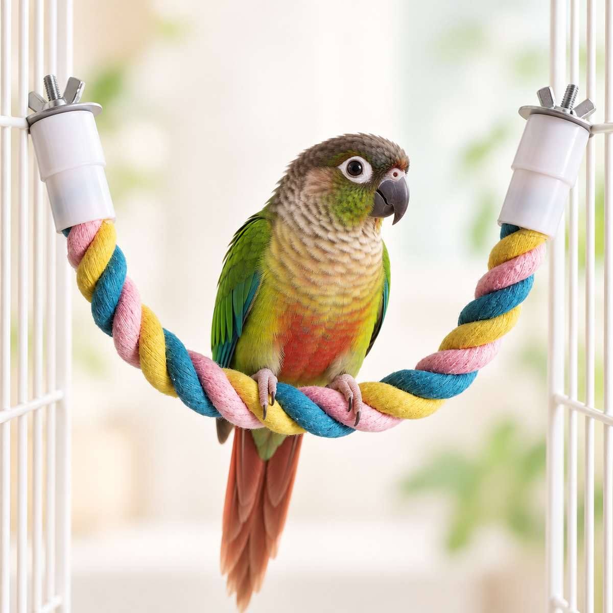 🐦 Colorful Cotton Rope Climbing Swing Toy for Pet Birds & Parrots