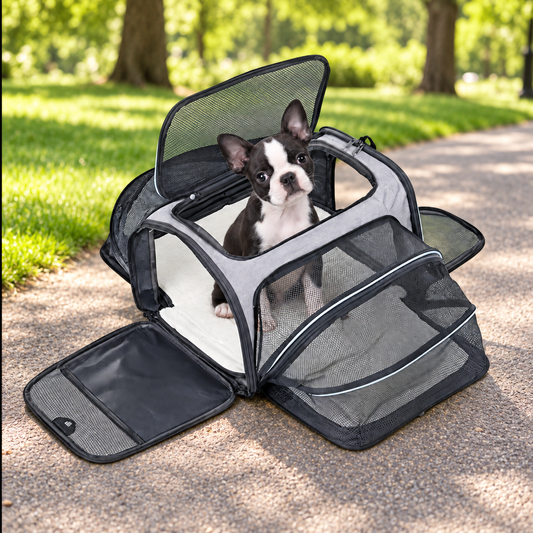🎒 Expandable Foldable Pet Carrier Bag with Breathable Mesh for Small Dogs & Cats