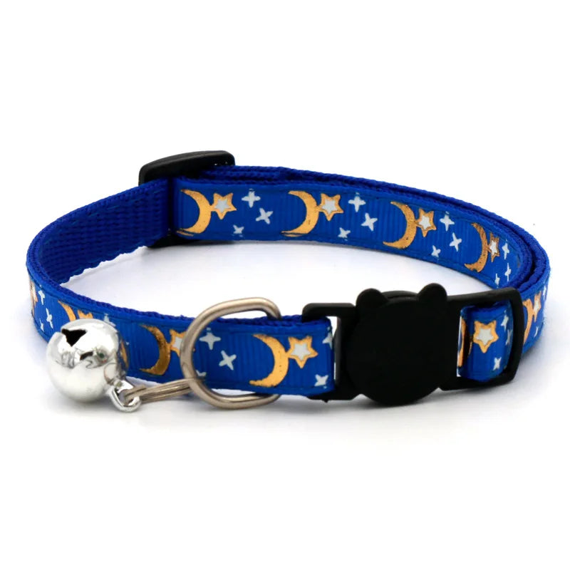 🐱 Adjustable Star & Moon Cat Collar with Bell for Cats & Kittens