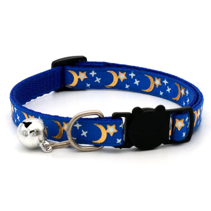 🐱 Adjustable Star & Moon Cat Collar with Bell for Cats & Kittens