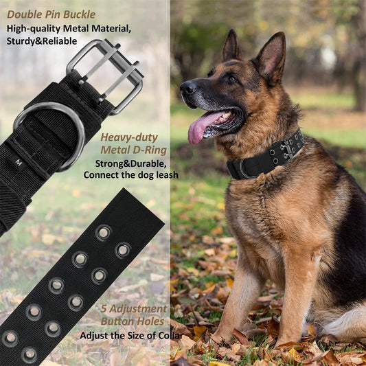 🐾 Durable Nylon Tactical Dog Collar for Medium & Large Dogs – Training, Walking & Working