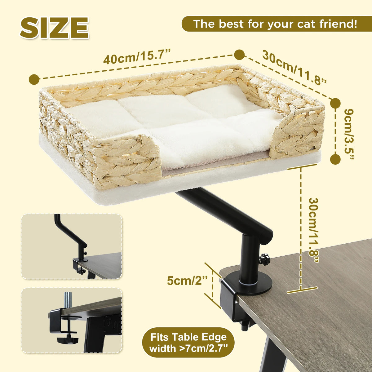 🐱 360° Rotatable Cat Desk Bed with Adjustable Hammock Basket – Soft Indoor Cat Bed