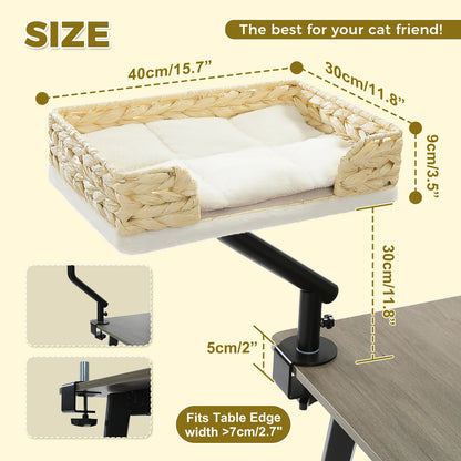 🐱 360° Rotatable Cat Desk Bed with Adjustable Hammock Basket – Soft Indoor Cat Bed