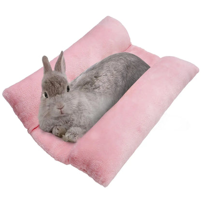 🐰 厚手のやわらかいウサギ用ベッド＆ぬいぐるみ抱っこクッション 小型ペット用