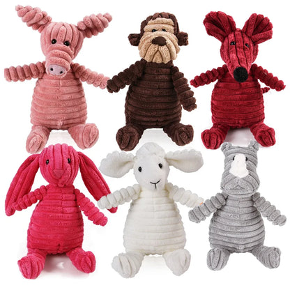 🐾 Corduroy Plush Squeaky Animal Dog Toy for Large Dogs