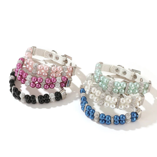 🐾Elegant Pearl & Rhinestone Pet Collar for Dogs & Cats