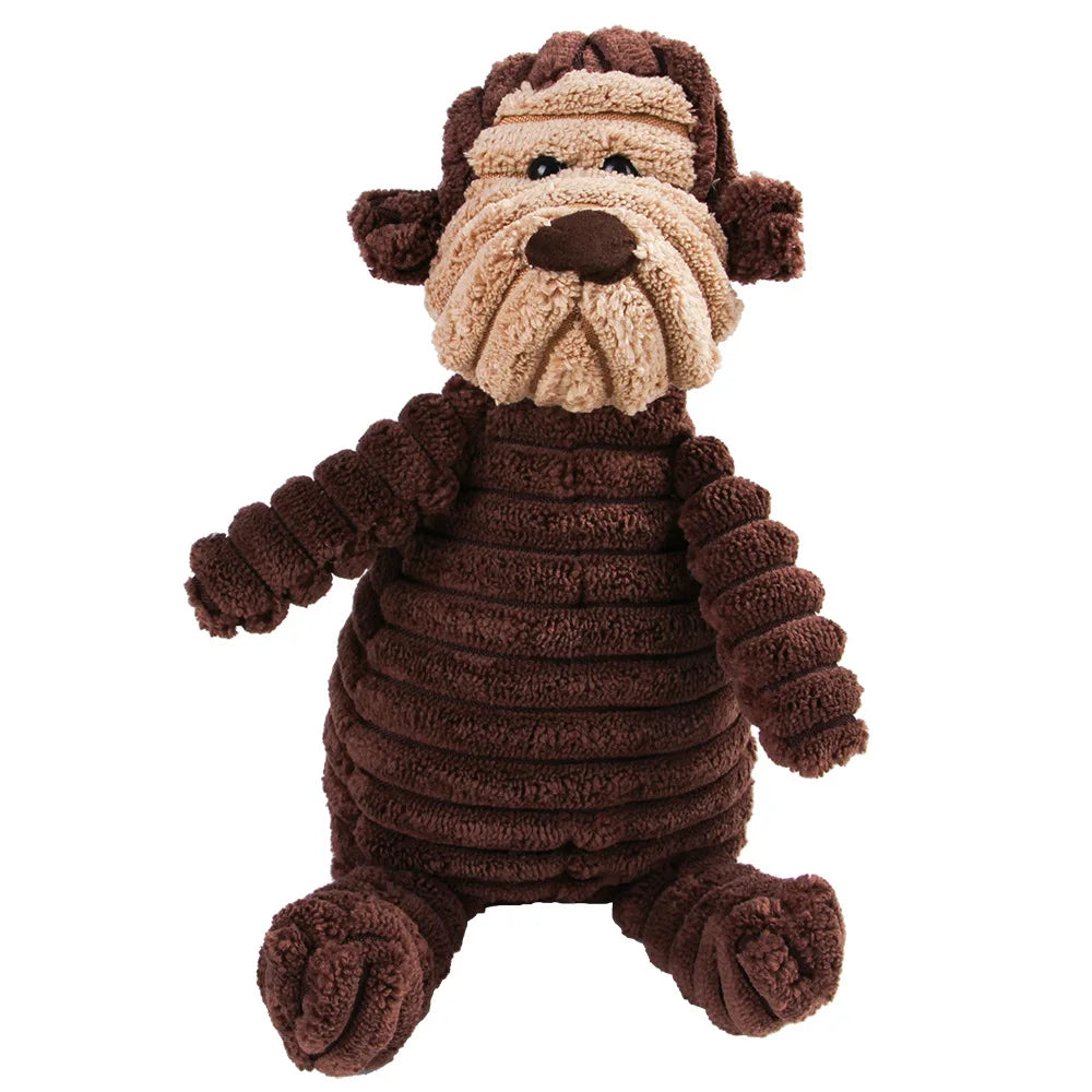 🐾 Corduroy Plush Squeaky Animal Dog Toy for Large Dogs