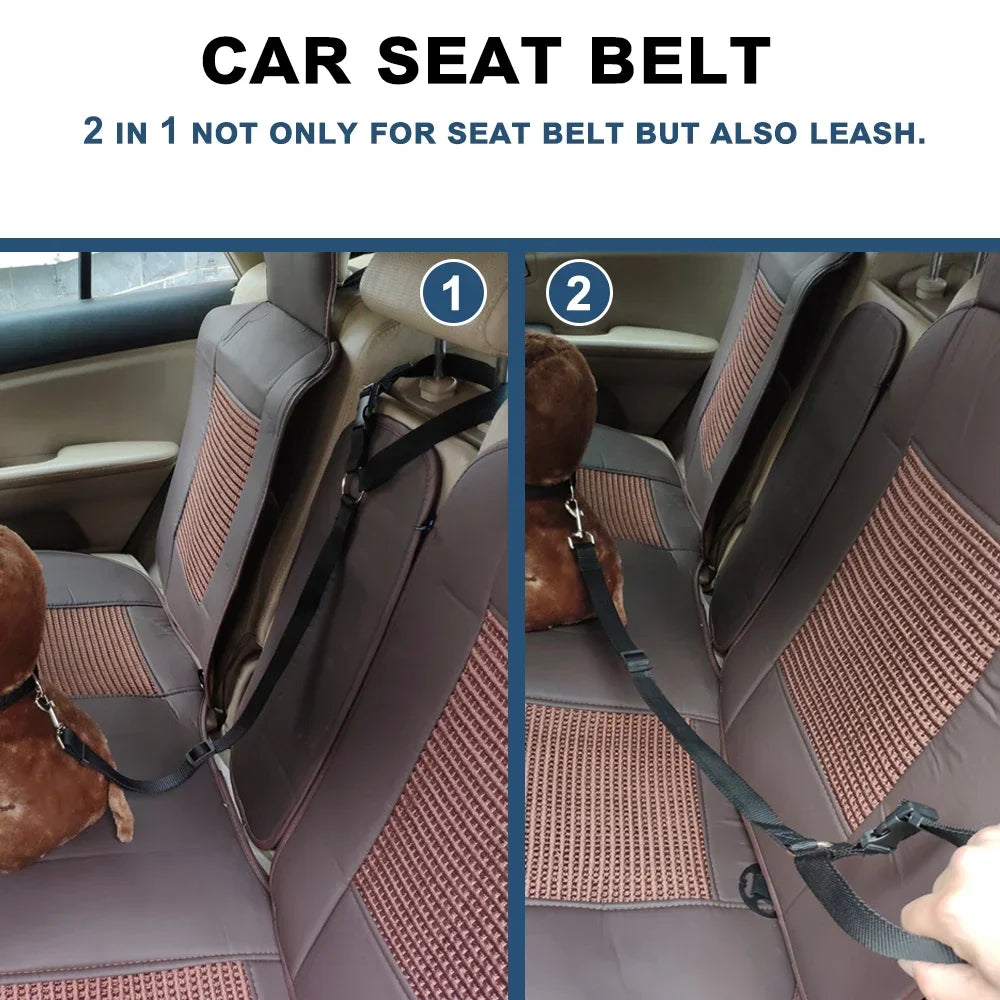 🐾 2-in-1 Adjustable Pet Car Seat Belt & Leash for Dogs