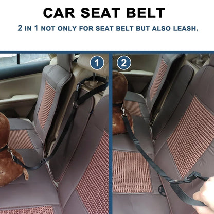 🐾 2-in-1 Adjustable Pet Car Seat Belt & Leash for Dogs