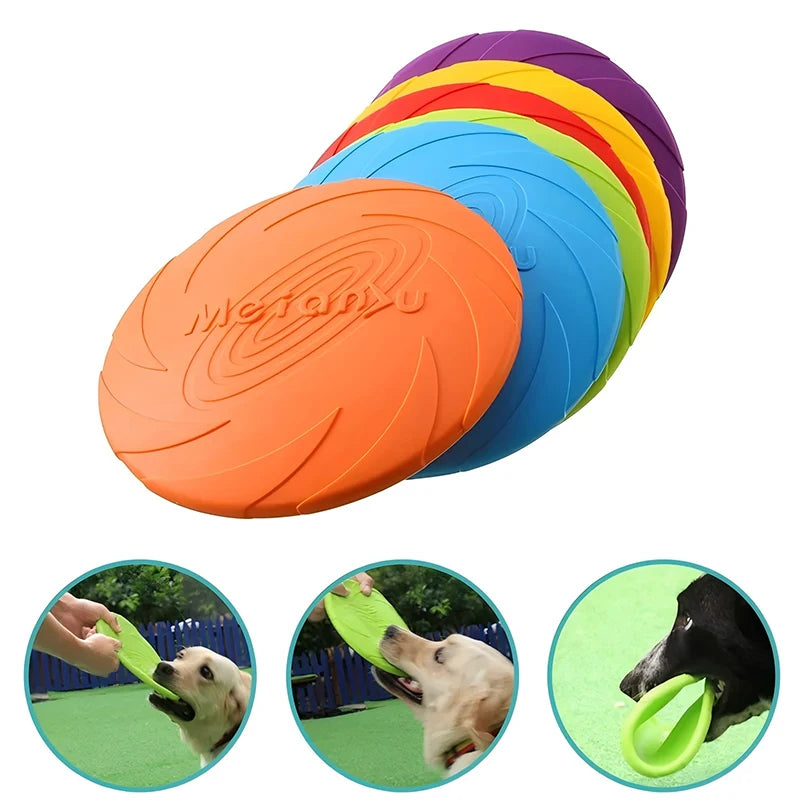 🐾 Multicolor Silicone Flying Disc Chew Toy for Dogs & Puppies