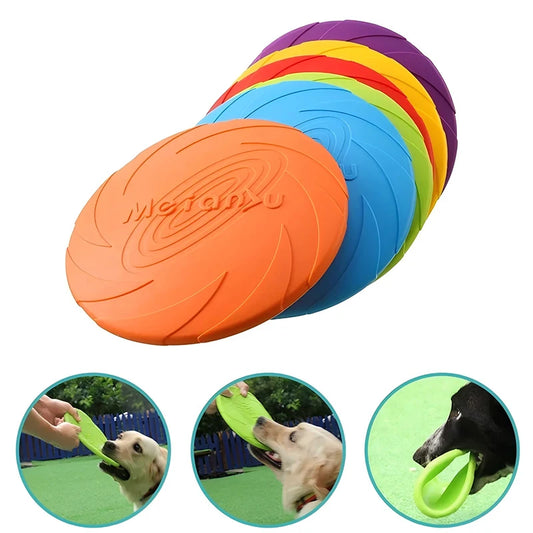 🐾 Multicolor Silicone Flying Disc Chew Toy for Dogs & Puppies