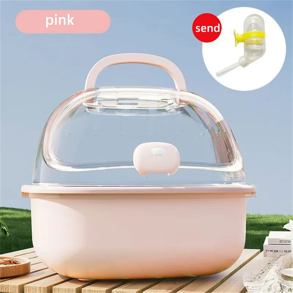 🐹 Transparent Portable Hamster Carrier Cage with Large Space
