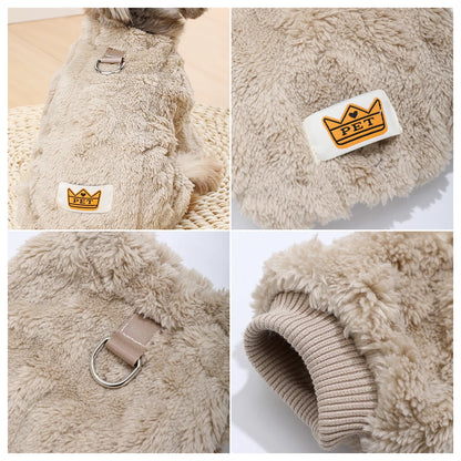 🧵 Warm Flannel Fleece Dog Jumpsuit with D-Ring for Small & Medium Dogs