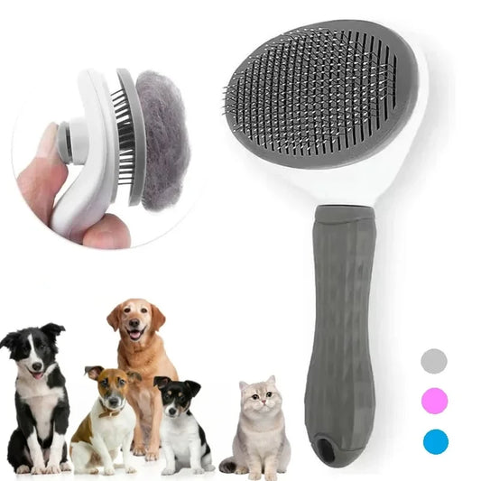 ✂️ Self-Cleaning Pet Hair Remover & Grooming Brush for Dogs & Cats