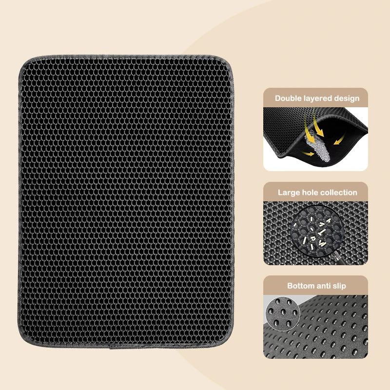 🐱 Double-Layer Waterproof Cat Litter Trapping Mat with Non-Slip Bottom