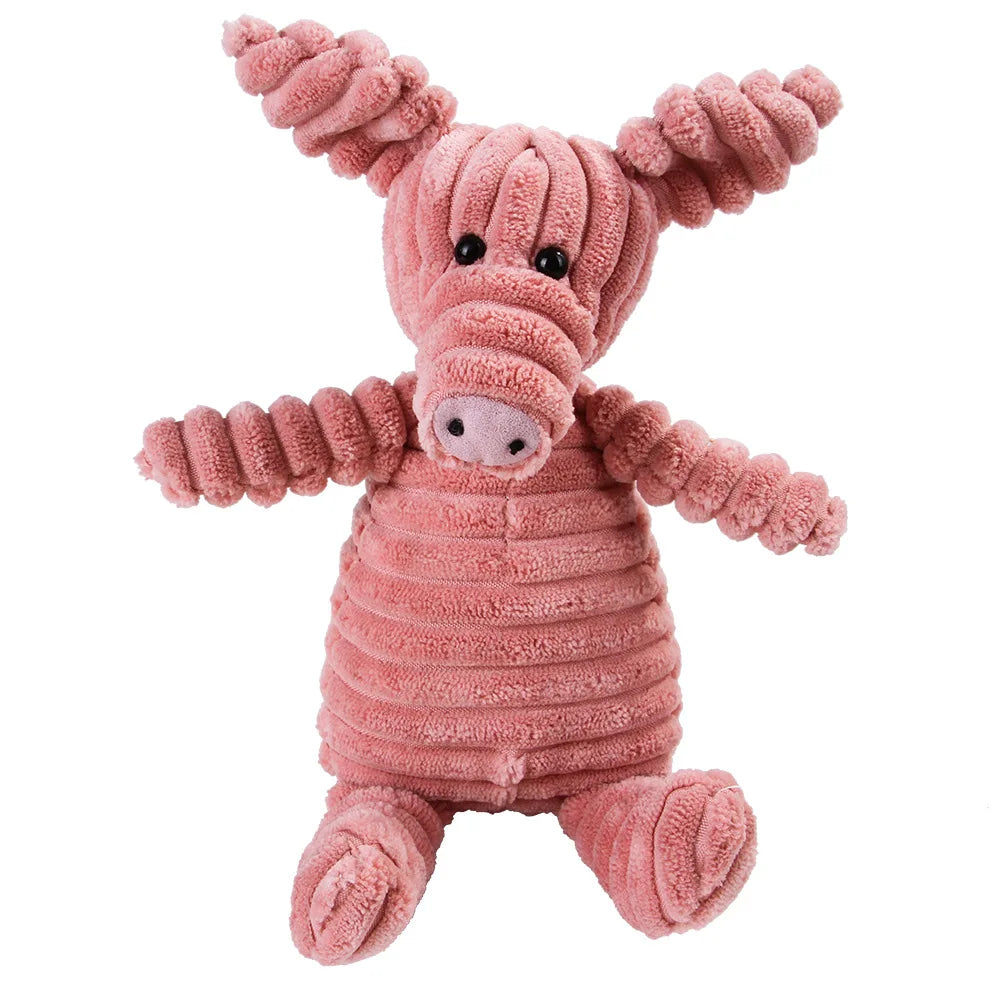 🐾 Corduroy Plush Squeaky Animal Dog Toy for Large Dogs