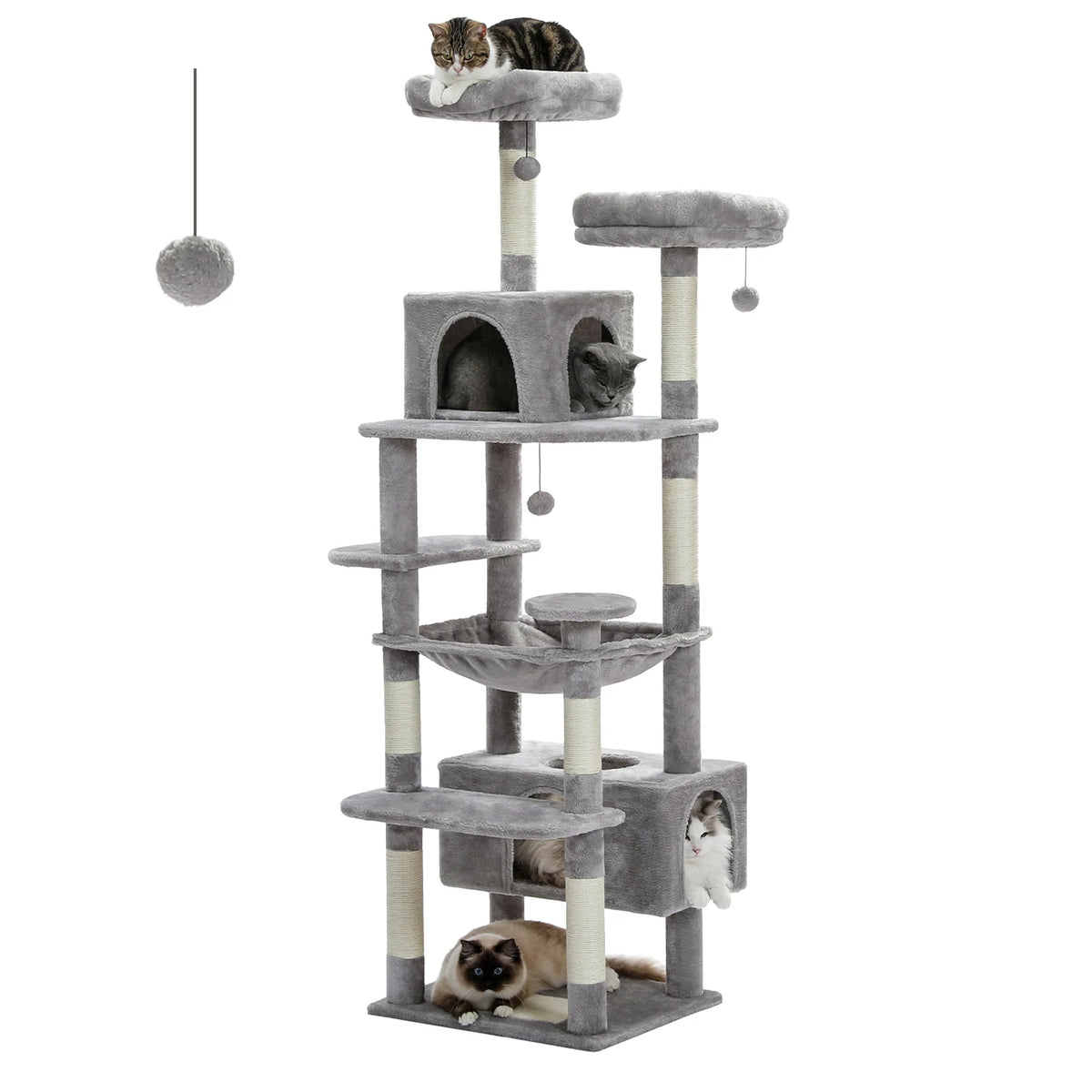 🐱 Large Multi-Level Cat Tree with Scratching Posts, Hammock, Perches & Condos