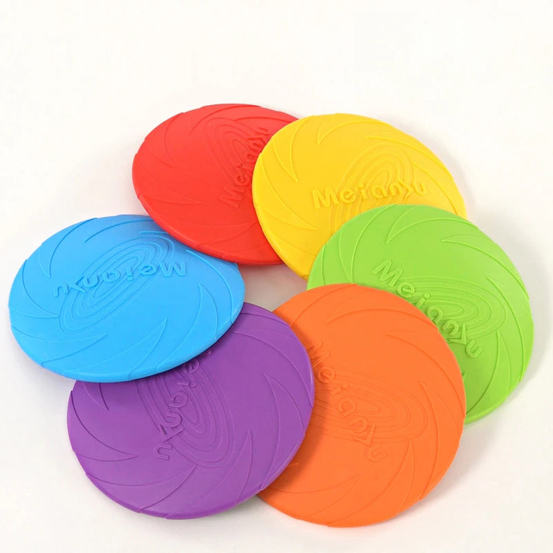 🐾 Multicolor Silicone Flying Disc Chew Toy for Dogs & Puppies
