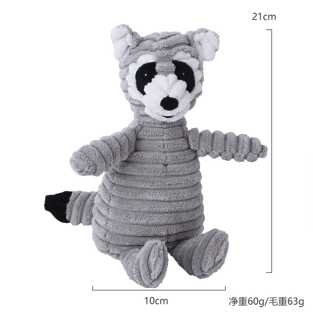 🐾 Corduroy Plush Squeaky Animal Dog Toy for Large Dogs