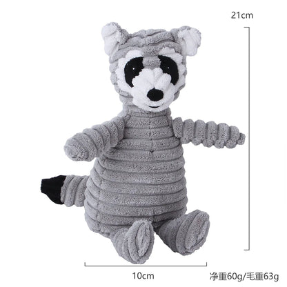 🐾 Corduroy Plush Squeaky Animal Dog Toy for Large Dogs