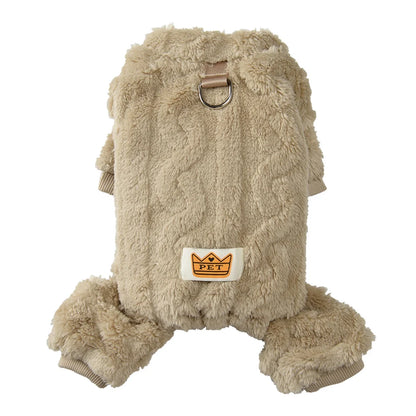 🧵 Warm Flannel Fleece Dog Jumpsuit with D-Ring for Small & Medium Dogs