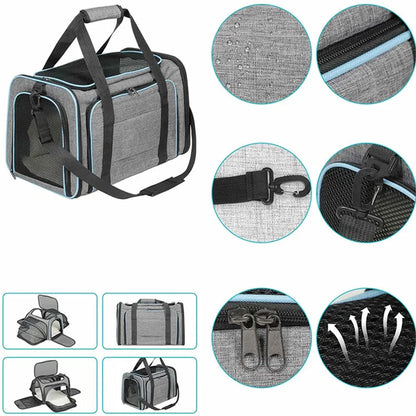 🎒 Expandable Foldable Pet Carrier Bag with Breathable Mesh for Small Dogs & Cats