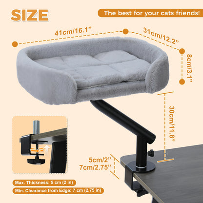 🐱 360° Rotatable Cat Desk Bed with Adjustable Hammock Basket – Soft Indoor Cat Bed