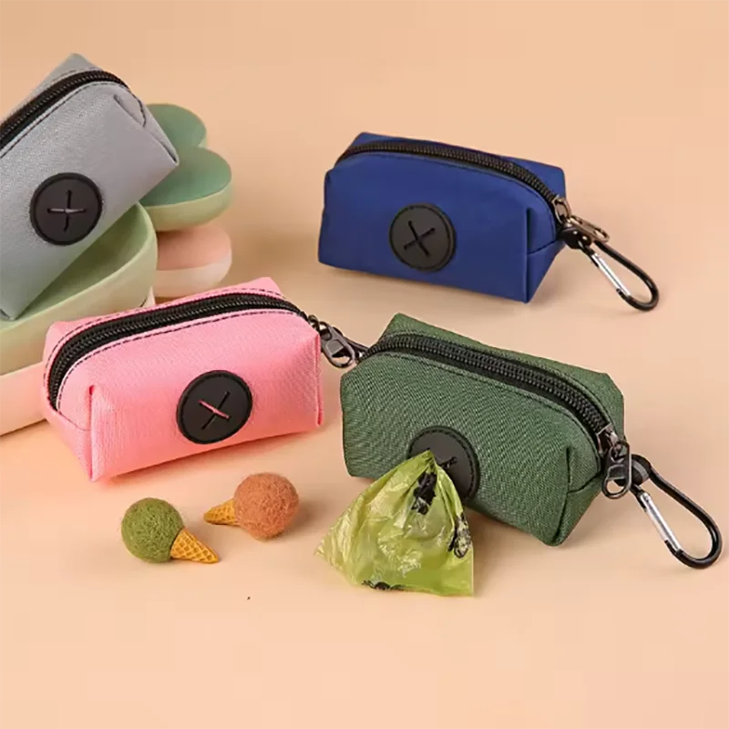 🐾 Canvas Dog Waste Bag Holder with Carabiner Clip