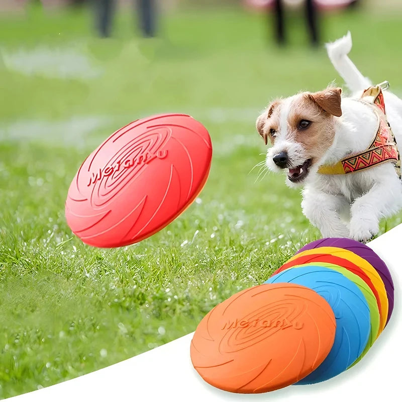 🐾 Multicolor Silicone Flying Disc Chew Toy for Dogs & Puppies