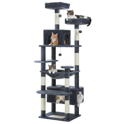 🐱 Large Multi-Level Cat Tree with Scratching Posts, Hammock, Perches & Condos