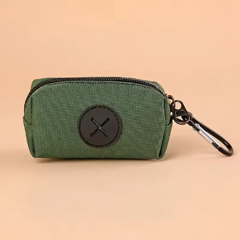 🐾 Canvas Dog Waste Bag Holder with Carabiner Clip